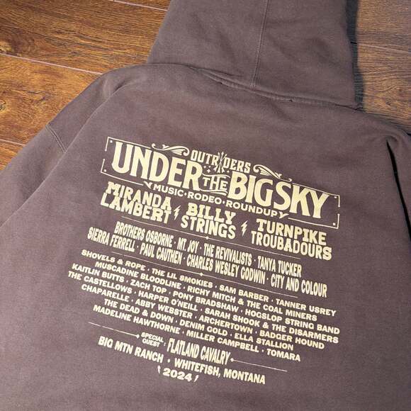 Under The Big Sky Festival Hoodie 2024 Lineup Brown Size Large - Picture 2 of 5